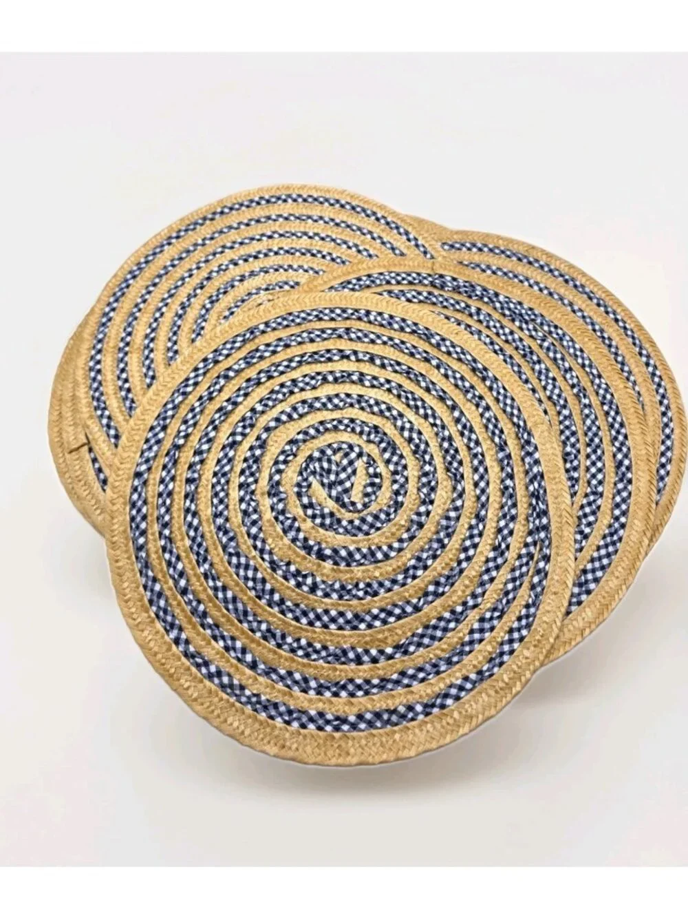 Benson Mills Splice Blue Gingham & Wicker Woven 14